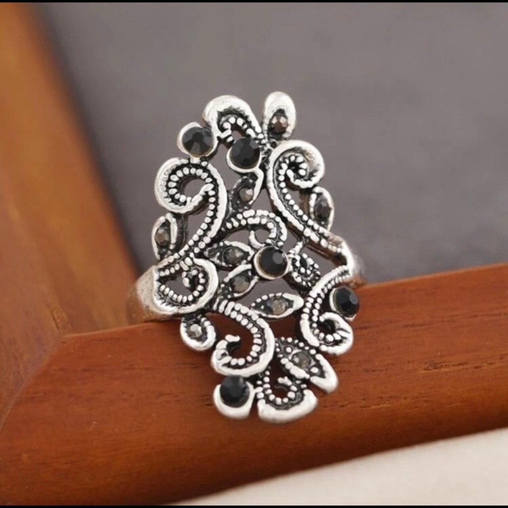 COPY - Silver Black Gemstone Ring